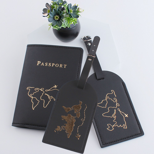 3Pcs Travel Accessory Set, Passport Cover with 2 Luggage Tags