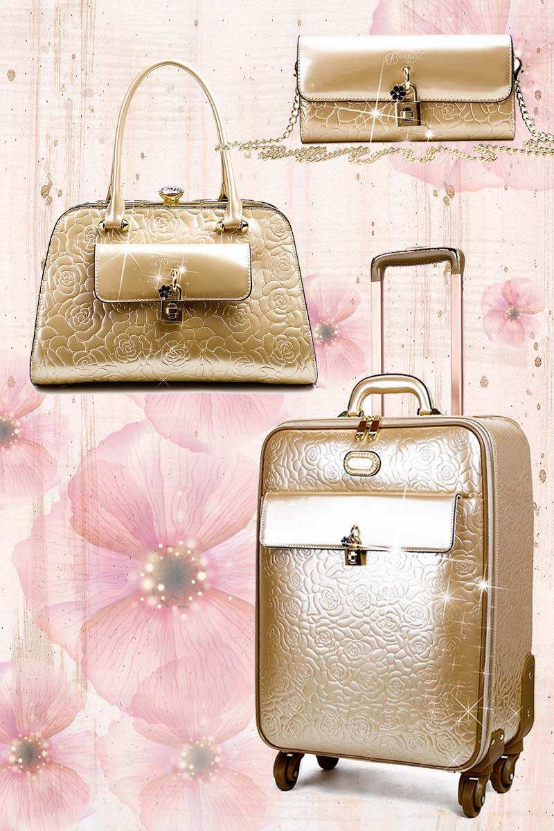 Rosy Lox Luggage 3 Pcs. Vegan Leather Suitcase Set